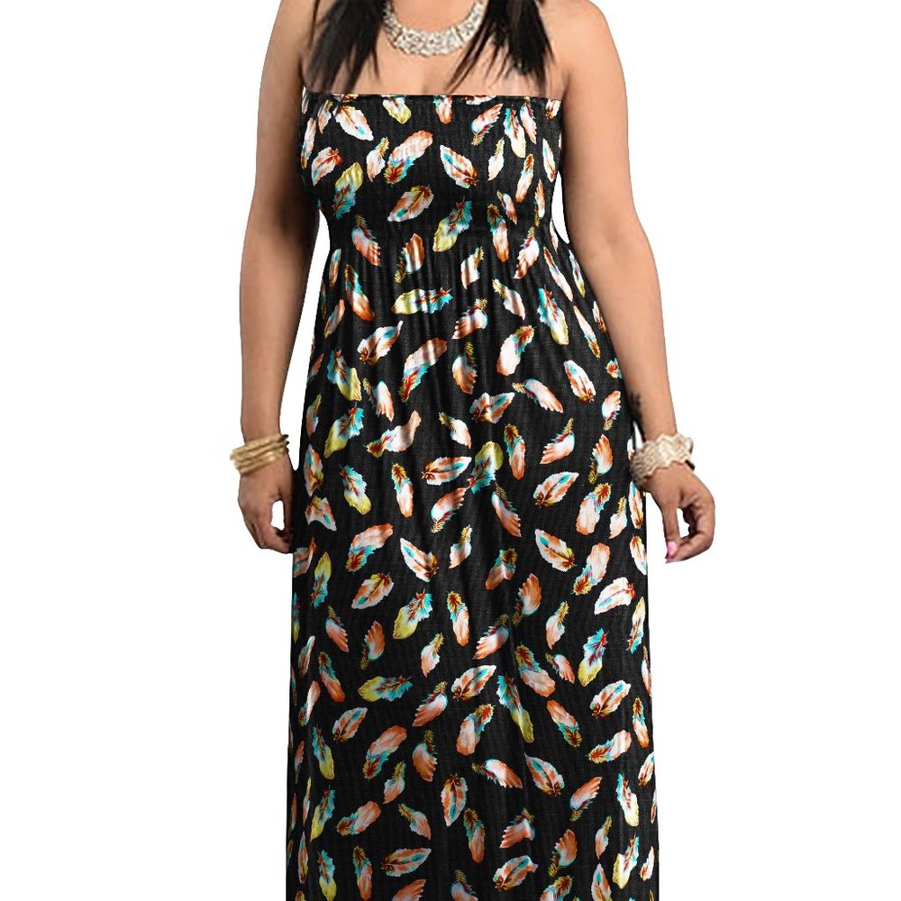 Smocked Chest Strapless Tube Long Maxi Dress
